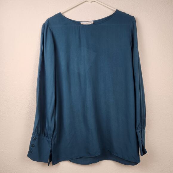 Caractere Blouse in Blue Long Sleeve Size 6 NWT Semi Sheer - Picture 1 of 10